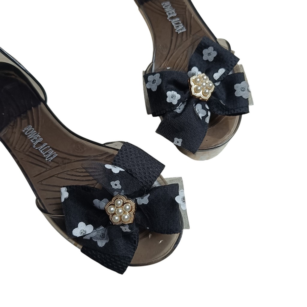 BALANCE- Sepatu Flatshoes Wanita Motif Bunga Bahan Karet Jelly