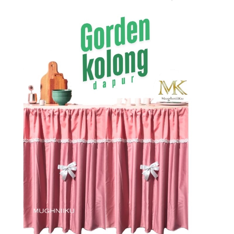 Gorden Kolong Dapur Polos Premium Warna Pink