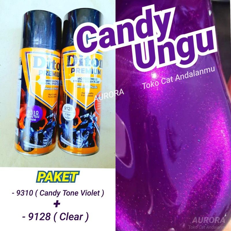 PAKET Diton Premium Candy Tone Violet 9310 Candytone Ungu Purple 400ml | Cat Semprot Sepeda Motor Mo