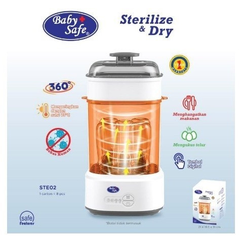 Babysafe STE02 Sterilizer & Dryer - Penghangat Makanan Bayi BPA-Free 21x19.5x31cm