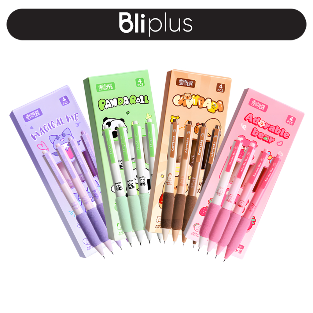 

Set Pulpen Mekanik Aesthetic Pena Gel Box Isi 4 Motif Lucu Alat Tulis Stationery ATK3002