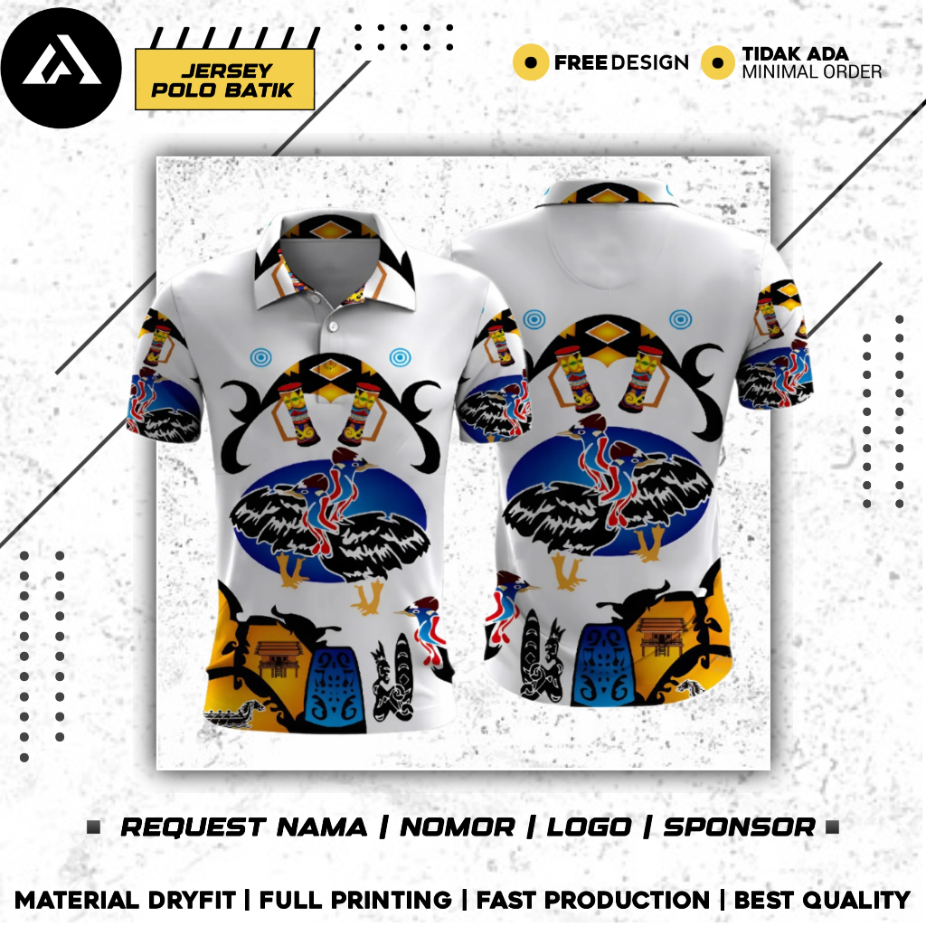 KAOS KERAH MODEL POLO BATIK EDISI BATIK PAPUA/JERSEY KERAH POLO BATIK PAPUA FULL PRINTING KUALITAS P
