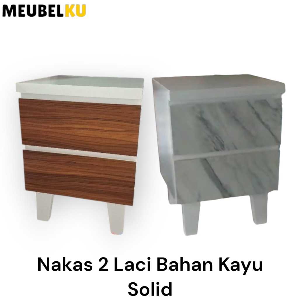 Nakas 2 laci bahan Kayu solid rak lampu samping kasur Nakas laci laci kayu