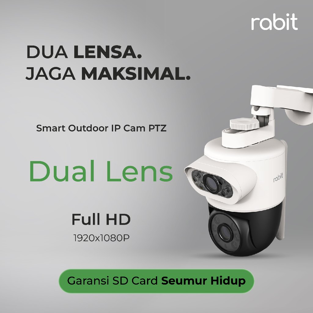RABIT SMART IP CCTV WIFI CAMERA OUTDOOR 2 MP DUAL LENS PTZ WIDE ANGLE