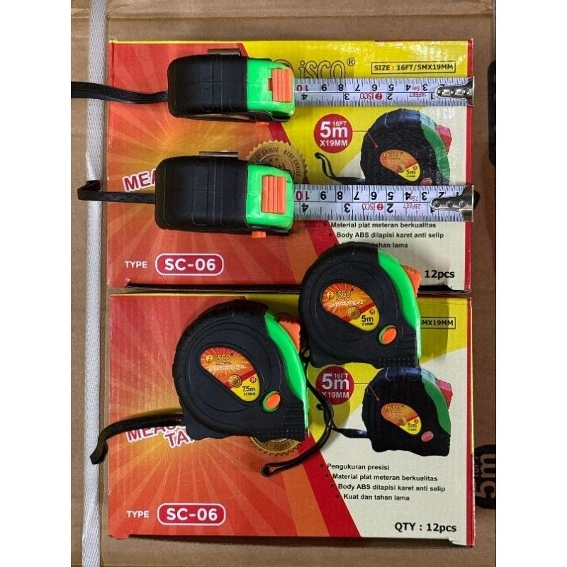 Meteran karet 5m isco Meteran tukang 5m isco per 1pcs /ecer