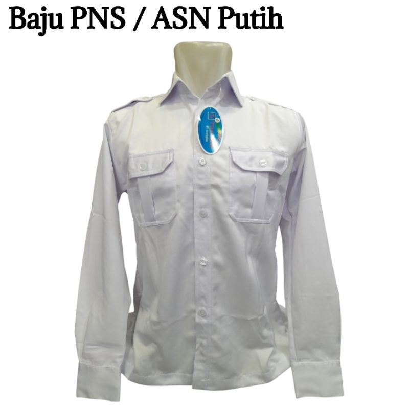 Baju Putih PNS ASN lengan panjang  Atasan Kemeja Kerja Seragam Baju Dinas Putih