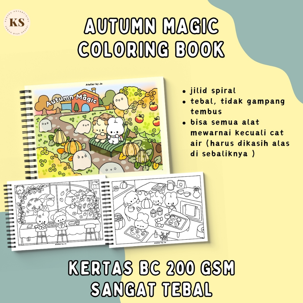 

AUTUMN MAGIC Cute Cozy Activity Coloring Book Buku Mewarnai Remaja Dewasa Aesthetic Kertas Tebal