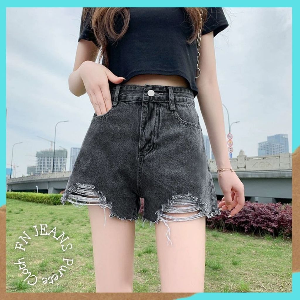 Celana Jeans Pendek Celana Denim Putih Pendek Wanita FNC 24