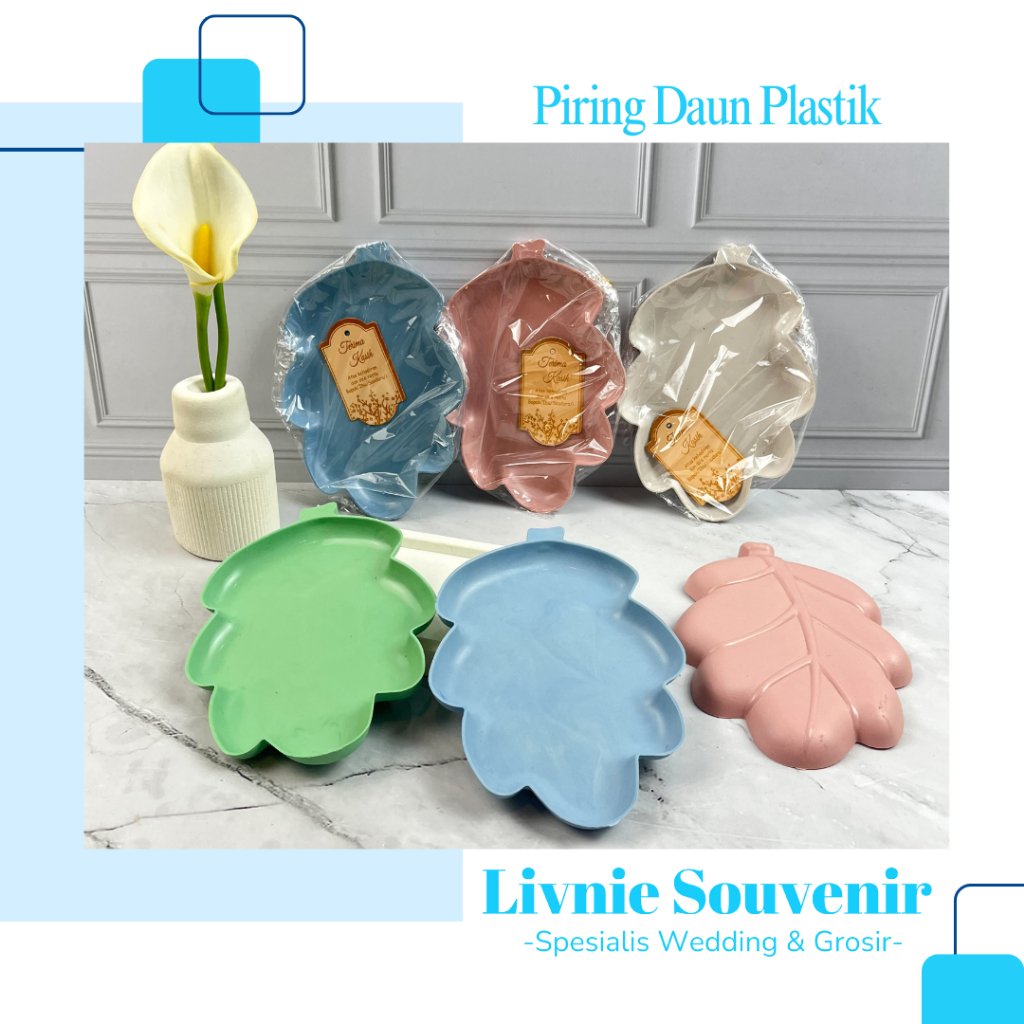 Souvenir Piring daun plastik kemasan plastik