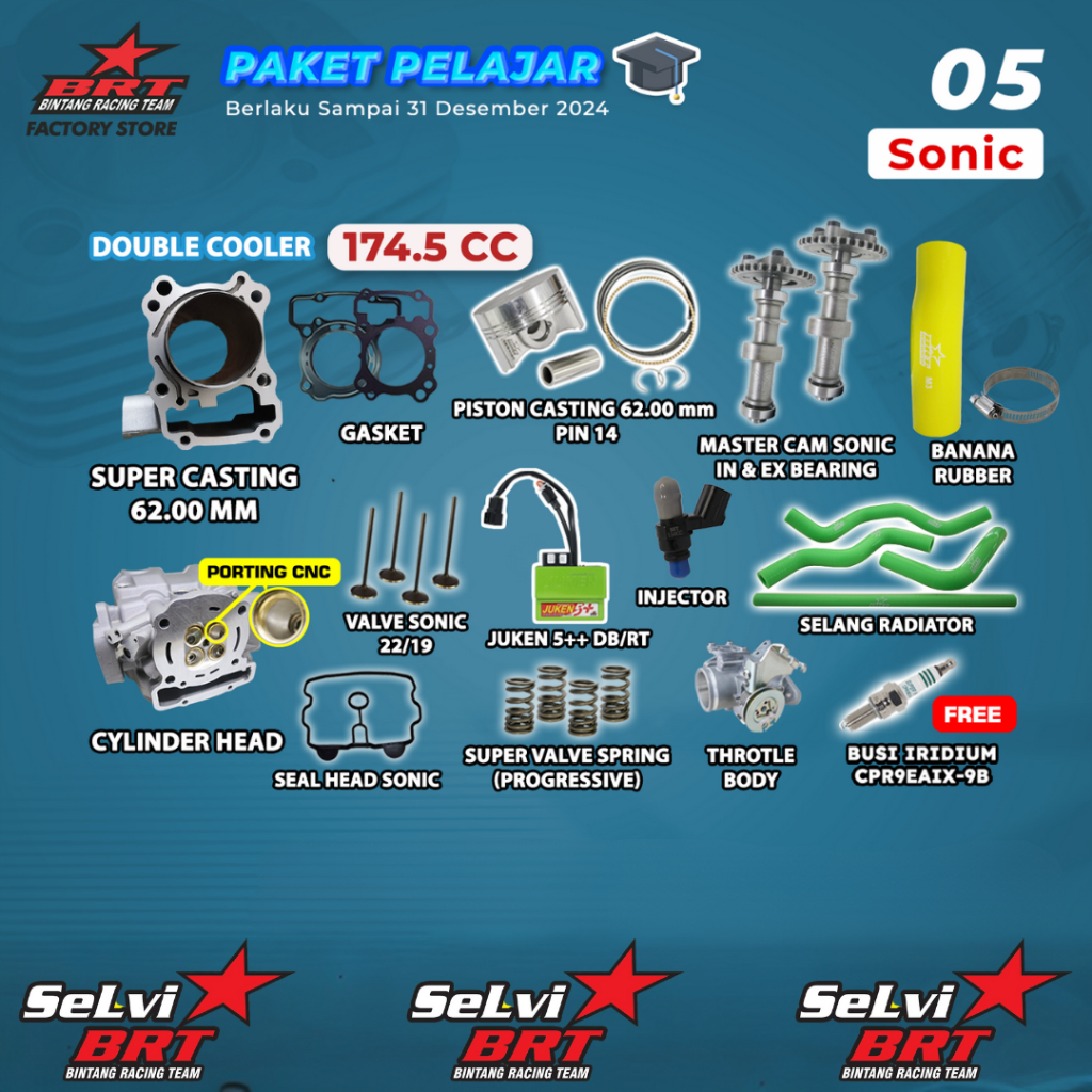 PAKET BOREUP BRT BLOK SET PISTON HEAD PORTING CNC NPKEN AS MASTER CAM THROTLLE BODY BANANA RUBBER SE