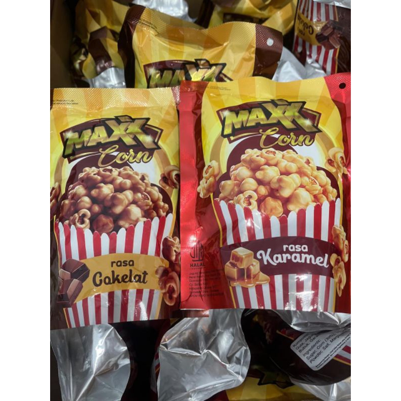 

maxx corn/popcorn rasa cokelat dan karamel