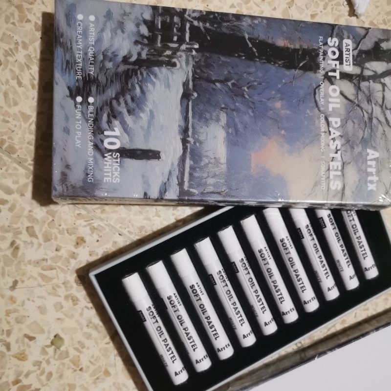 

krayon arrtx soft Oil Pastel putih set & ecer