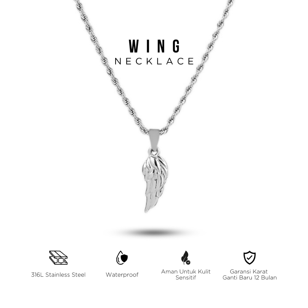 PROJECT NINETYSEVEN - Wing Necklace - Kalung Pria Wanita Liontin Sayap Anti Karat