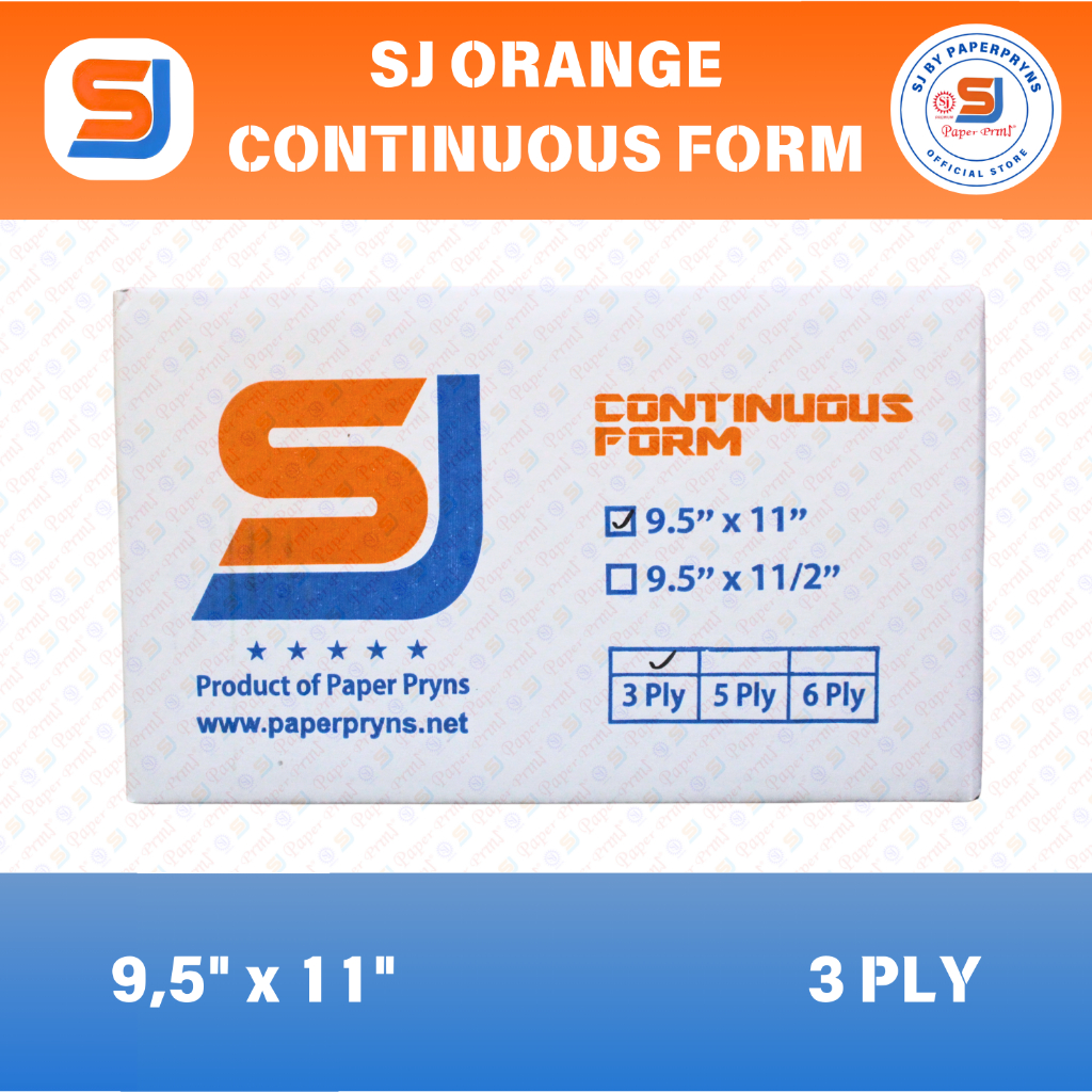 

SJ ORANGE Continuous Form 9,5" × 11" - 3 PLY - NCR Sheets