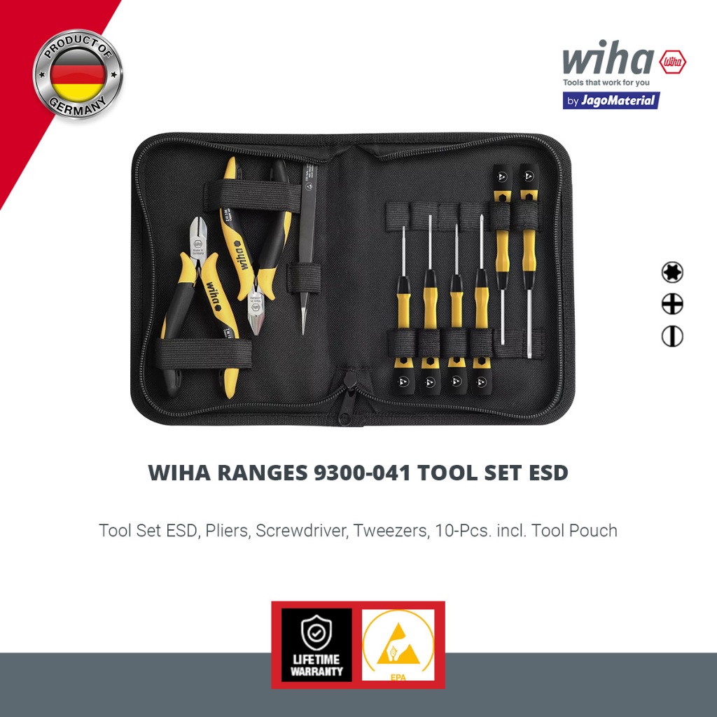 Wiha Ranges 9300-041 Tool Set ESD - Obeng Elektronik Set