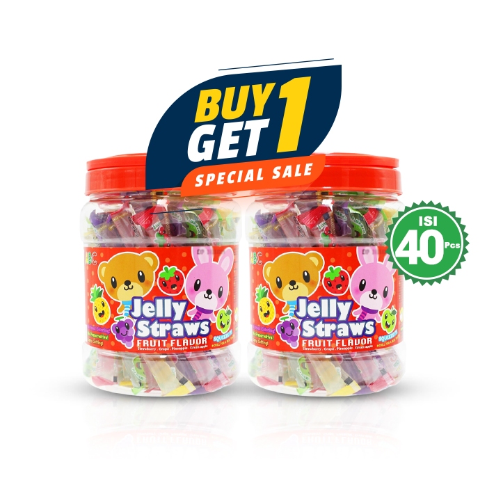 

ABC Jelly Straws Assorted - Jeli Rasa Buah-buahan 800g Isi 40pcs