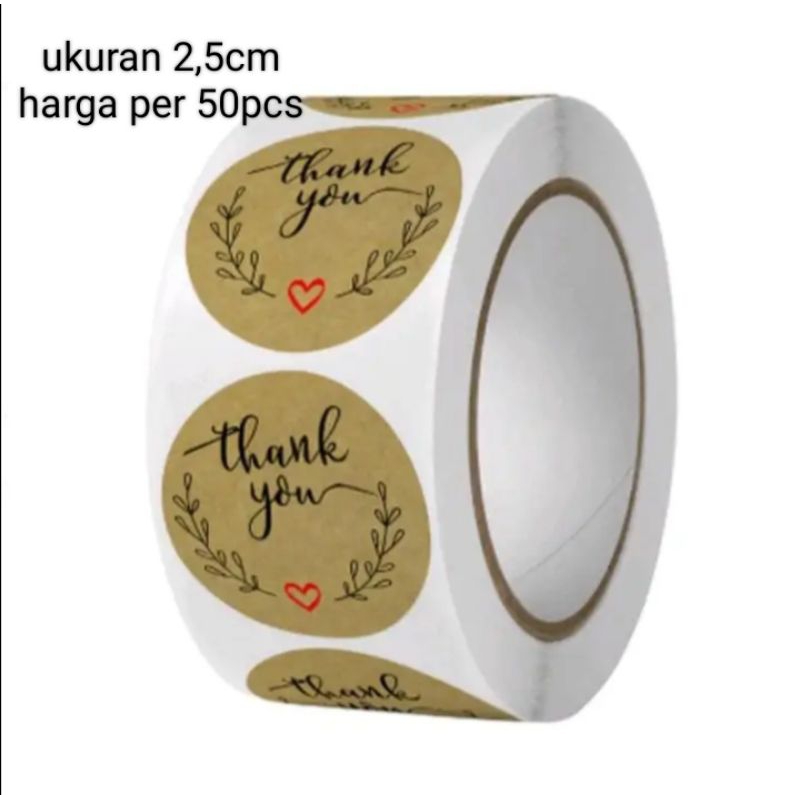 

(50PCS)Stiker thank you/ecer stiker thank you/stiker thank you bulat/stiker thank you 2,5cm