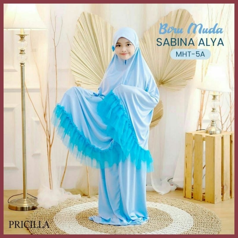 Mukena Sabina Mukenah Anak SD TK Balita Umur 1 2 3 4 5 6 7 8 9 Tahun Thn Taun Polos Putih Pink Laven