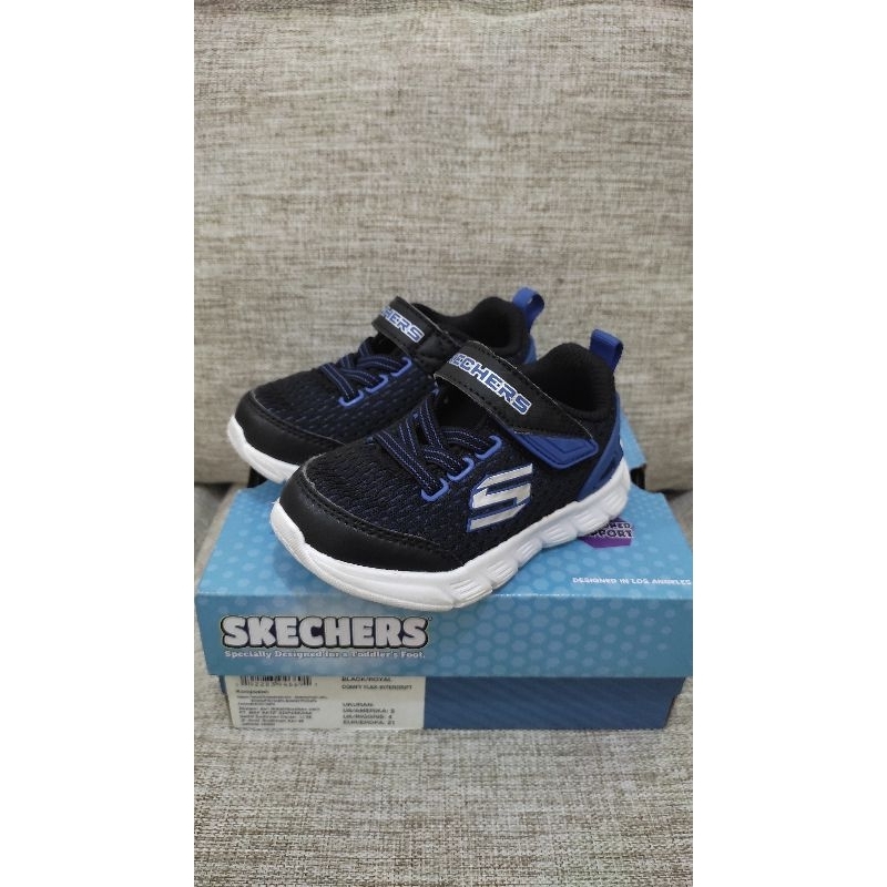 Preloved sepatu Skechers Boy Original Mall black blue size 21