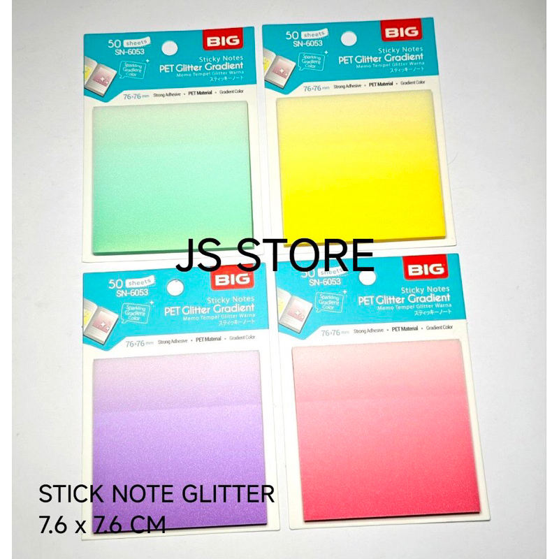 

Stick Note Glitter Warna Warni Ukuran 7.6 x 7.6 cm / Sticky Note Glitter Tanggung / Kertas Memo Tempel Glitter Sparkling
