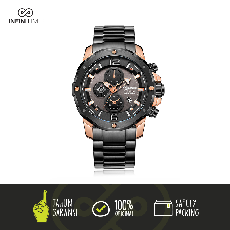 Jam Tangan Alexandre Christie AC 6410 Black Rosegold Pria