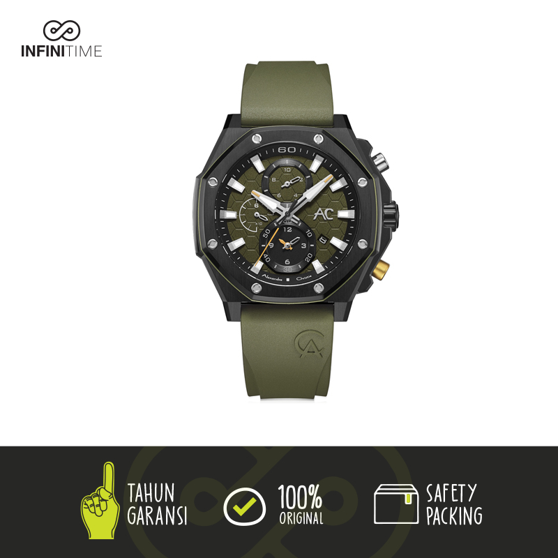 Jam Tangan Alexandre Christie AC 9601 Black Green Pria Original