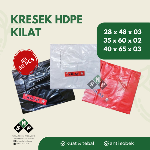 [50 PCS] KRESEK HDPE KILAT 40x65 03 28x48 03 35x60 02 HITAM PUTIH MERAH / KANTONG KRESEK HD HDPE KIL