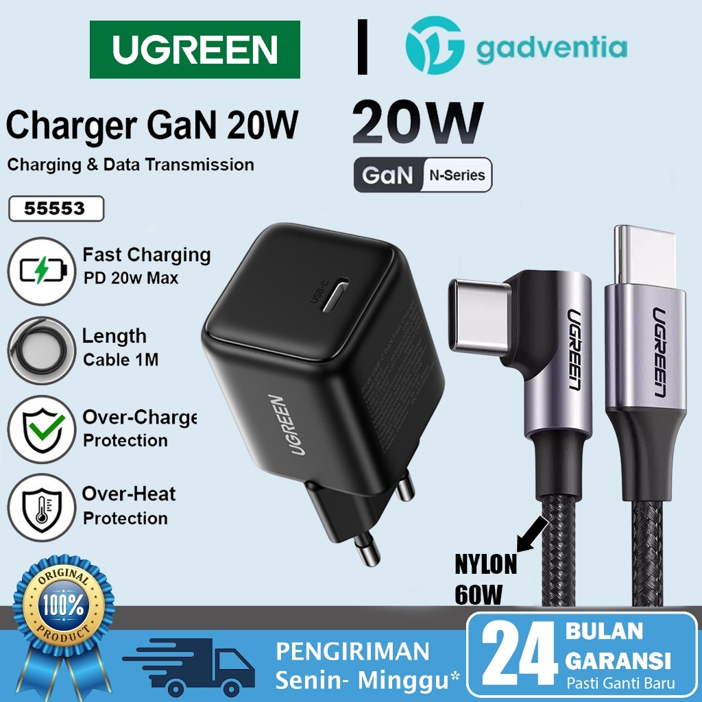 UGREEN Kabel Charger Data Gaming PD Type C to Type C Cable iPhone 15 16 Pro Max Fast Charging 60w 10