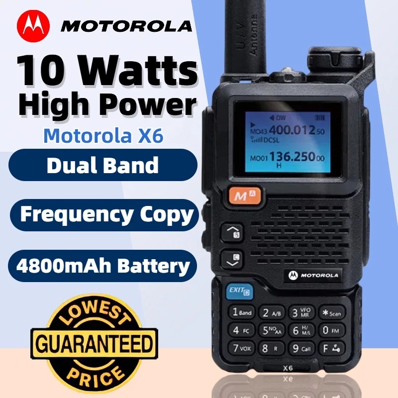 HT motorola X6 Walkie Talkie kisaran panjang 20KM dua arah Two Way Radio 10Watt 4800mAh AM/FM Dual B