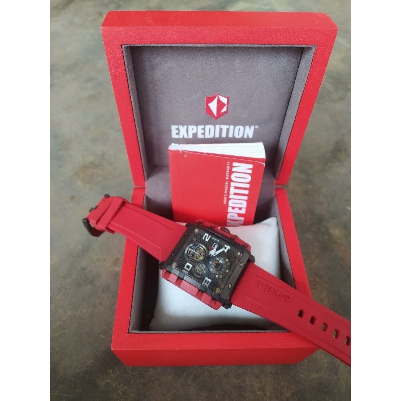 Jam Tangan Expedition E6757 M Black Red Bekas Lengkap
