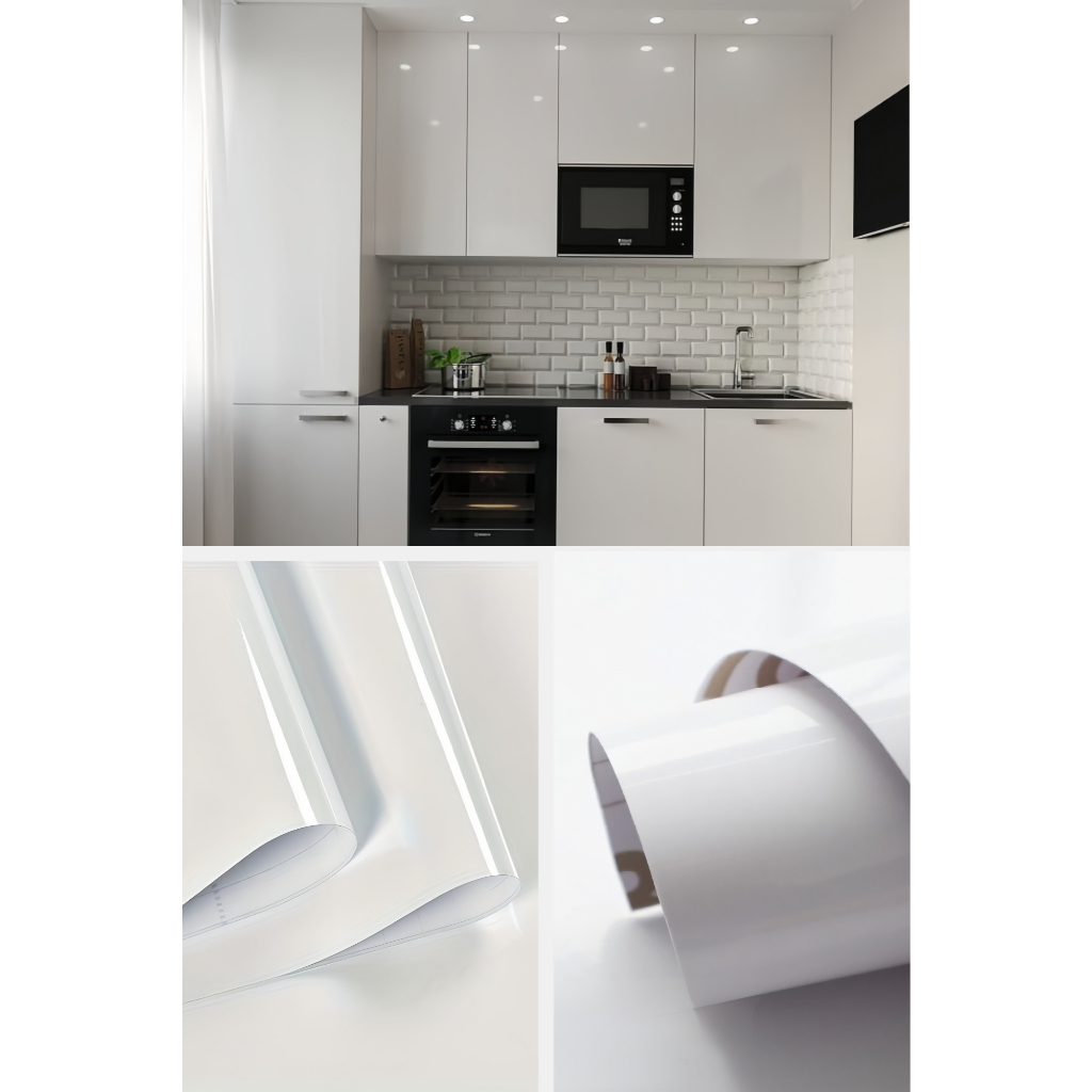 Wallpaper White Glossy Premium – Kertasive PVC Interior Putih Mengkilap Anti Air - Elegan,Mewah,Dan 