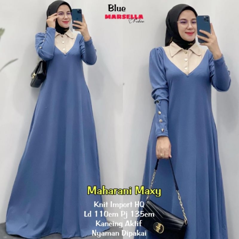 DRESS MAXI JUMBO/MAHARANI/DRESS MAXI WANITA KNIT IMPORT HQ JUMBO LD 110 CM FIT XXL