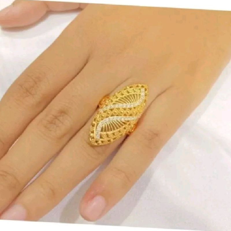 Cincin permata Dubai titanium lapis emas kekinian gold