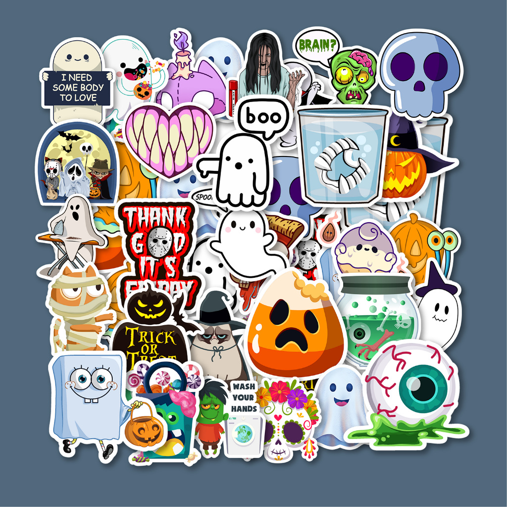 

STICKER PACK HALLOWEEN LUCU | TAHAN AIR | CUTTING | HELM LAPTOP KACA KOPER CASING HP