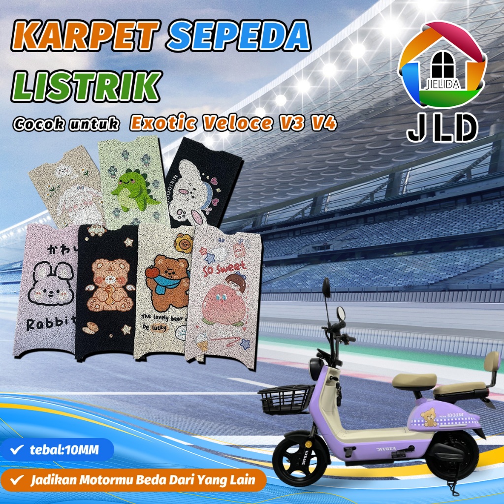 JIELIDA Karpet Pvc Mie Bihun Tebal 10MM Custom Karpet Motif Print Sepeda Listrik EXOTIC Veloce V3/V4