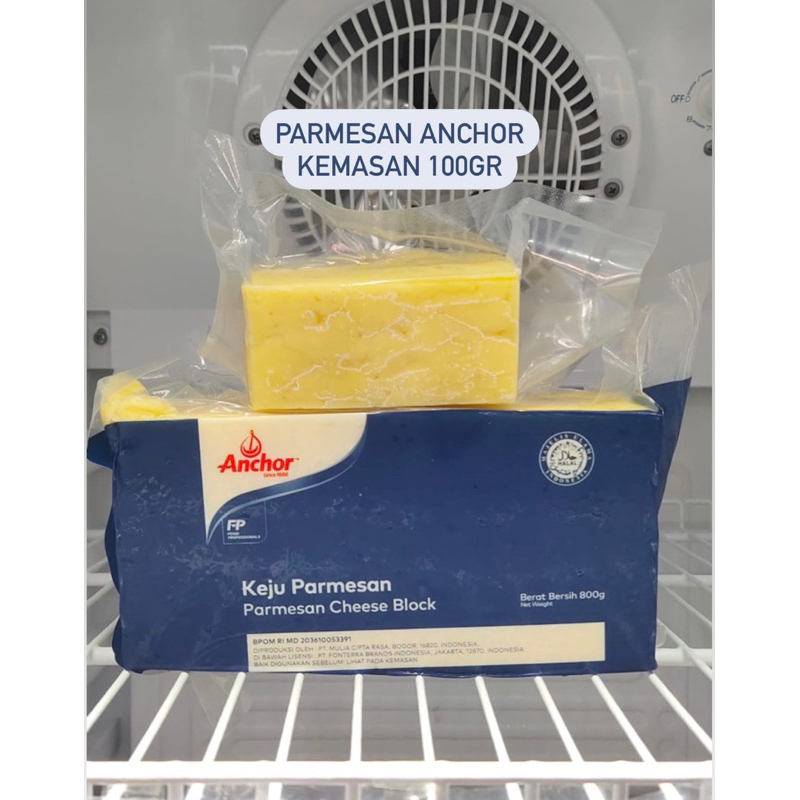 

Keju Parmesan Block Anchor Kemasan 100gr Repack Parmesan Cheese Anchor