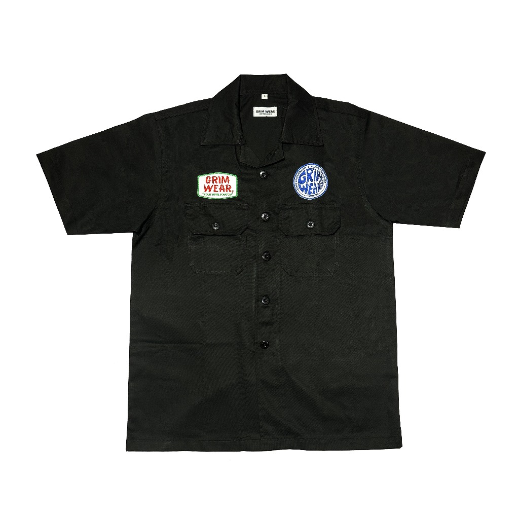 KEMEJA PRIA WORKSHIRT TANGAN PENDEK HITAM GREAM WEAR