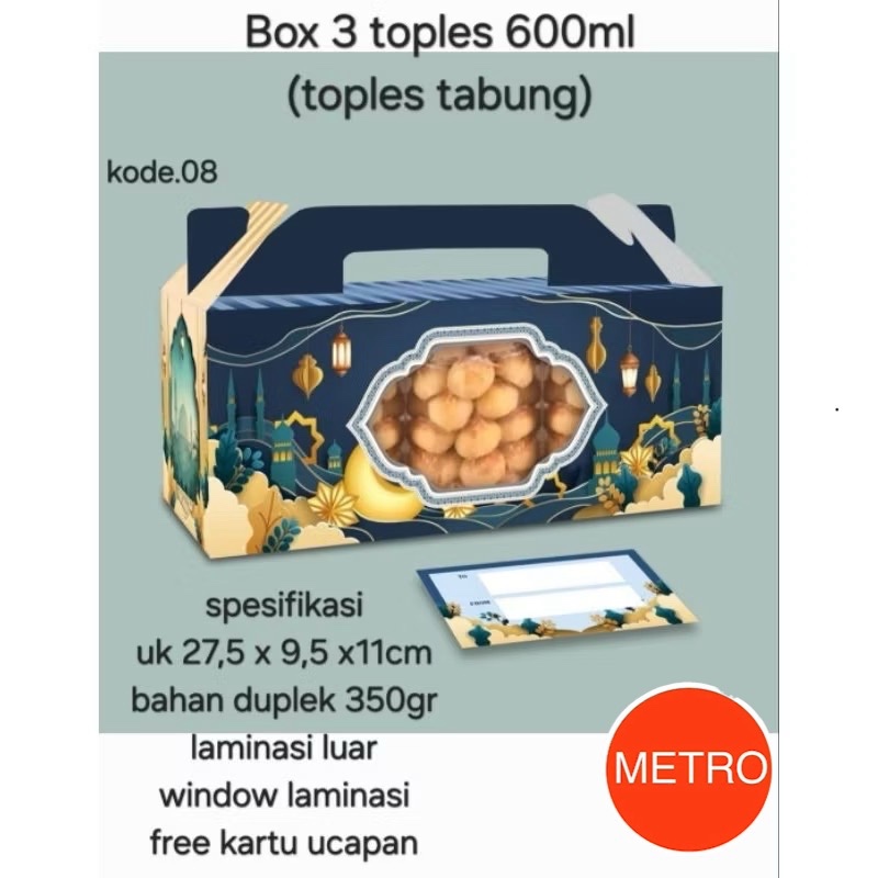 

[FREE HANGTAG] BOX HAMPERS LEBARAN UTK 3PCS TOPLES TABUNG 600ML/ DUS HAMPERS IDUL FITRI/ DUS KUKER