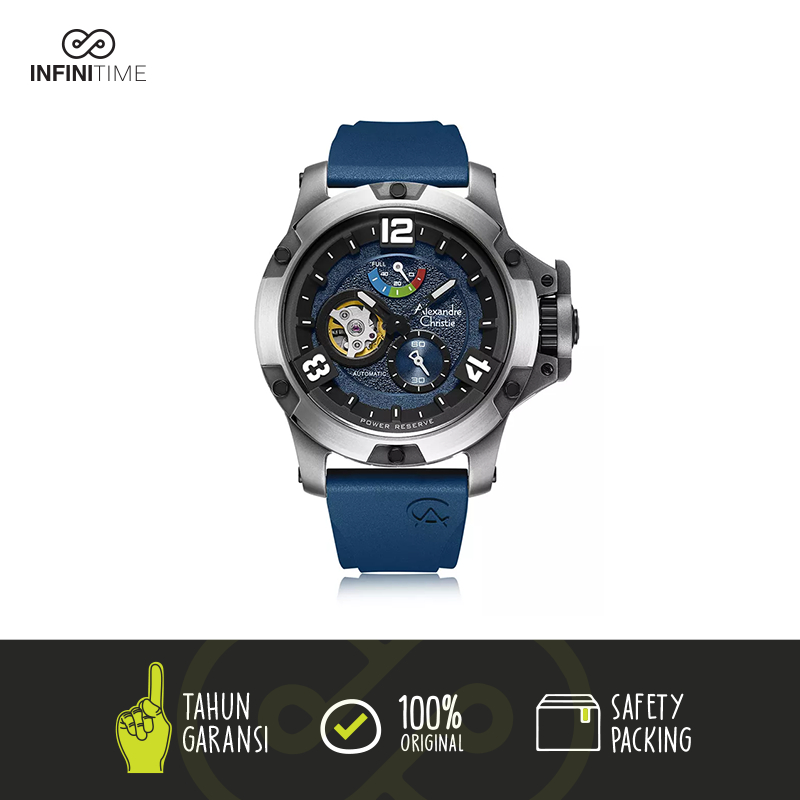 Jam Tangan Alexandre Christie AC 6295 Automatic Blue Black Titanium Pria