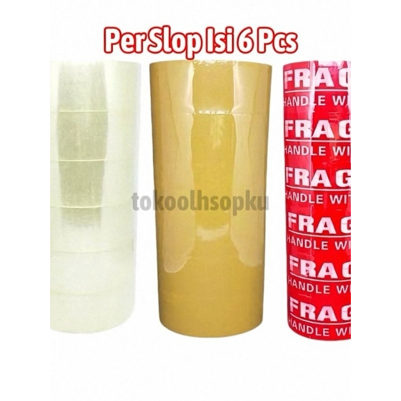 

Isolasi Lakban Opp Tape 2" Inch 45mmx90yard (Per Slop 6 Pcs) Lakban Bening Coklat Fragile Termurah