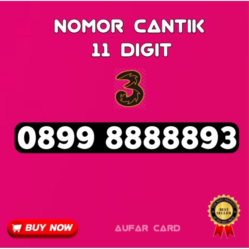 Nomor Cantik Tri Three Super Rapi 88888 93 awalan 0899