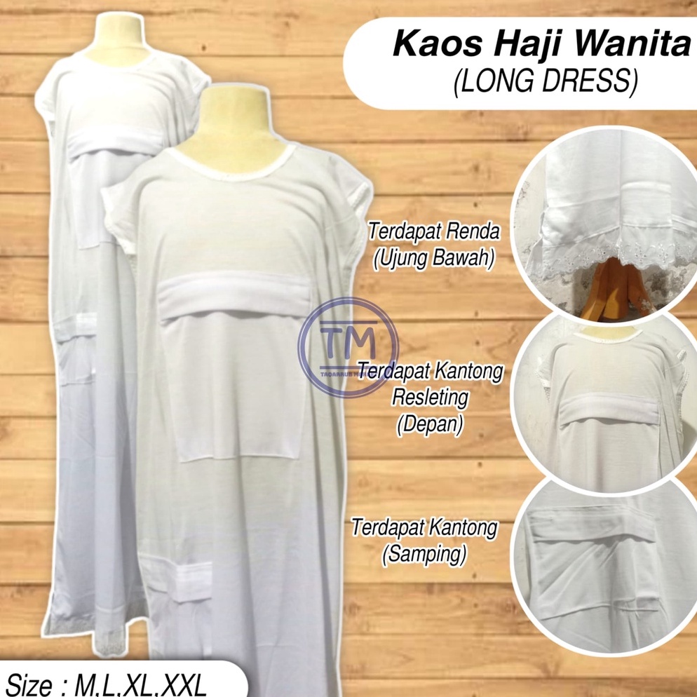Tren Kaos Haji Wanita Panjang Kaos Haji Perempuan LONG DRESS Kaos Renda Wanita Panjang Tanpa Lengan