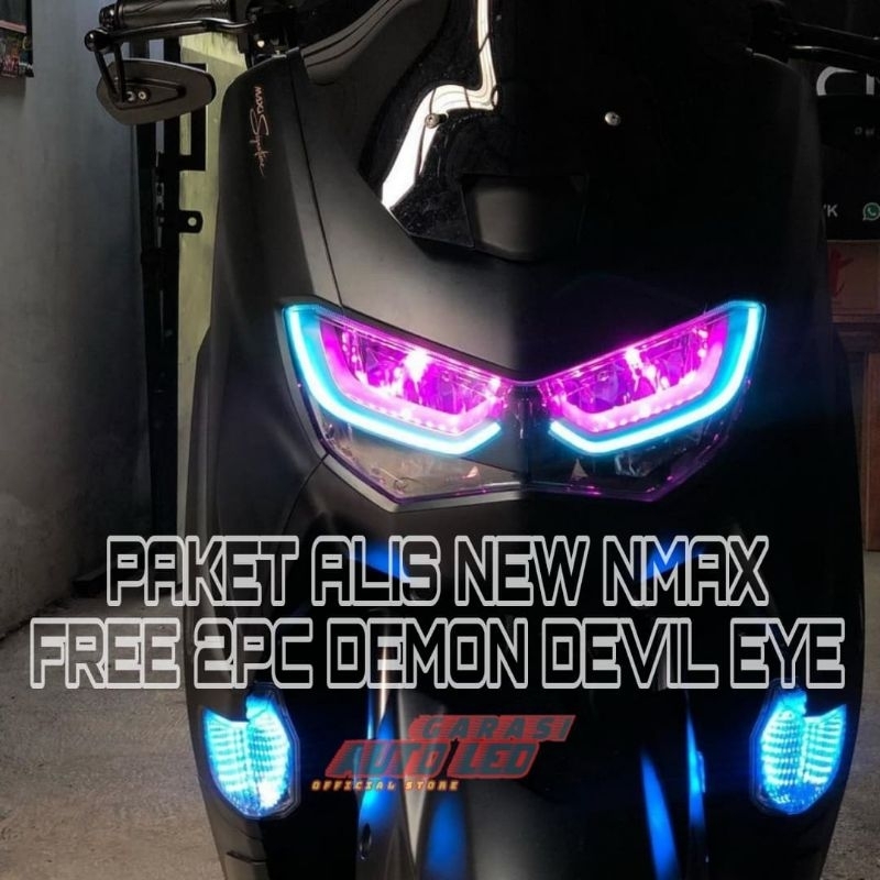 Paket led alis nmax new 2020 sampai 2024 bonus 2pc devil demon eye super terang grade A berkualitas