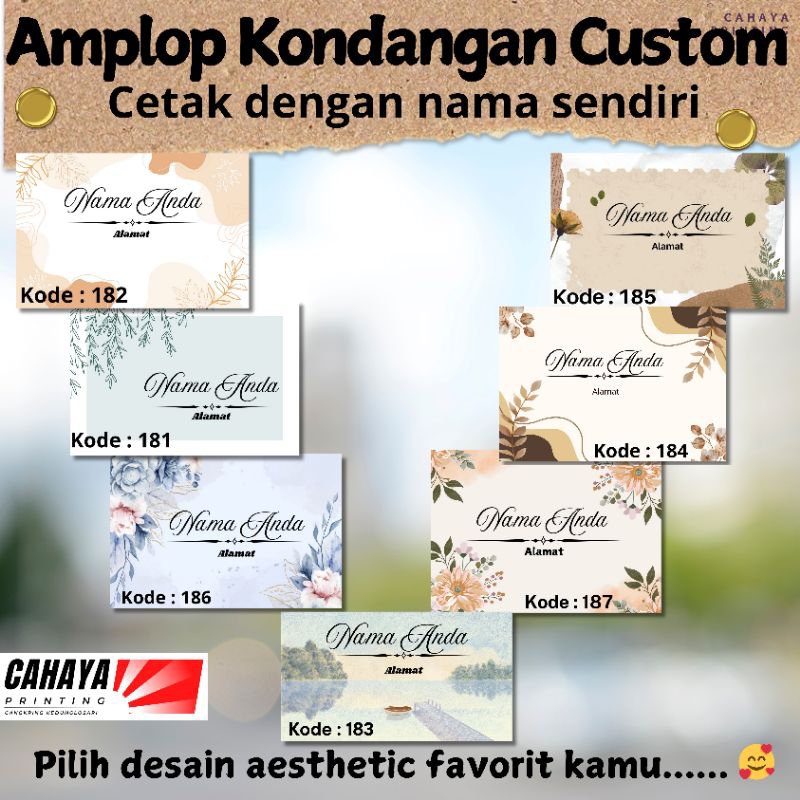 

Amplop Kondangan Custom Nama, Isi 25 pcs, 50 pcs, pilih desain aesthetic yang kamu inginkan