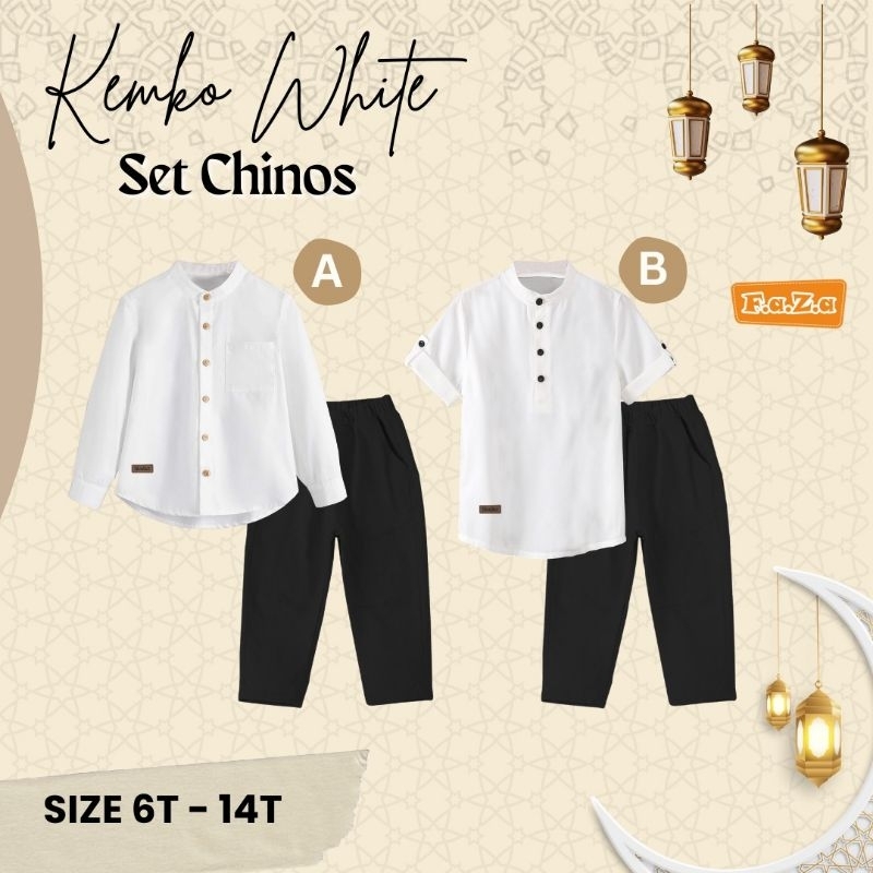 baju muslim anak cowok putih/set koko putih dan celana hitam BY FAZA