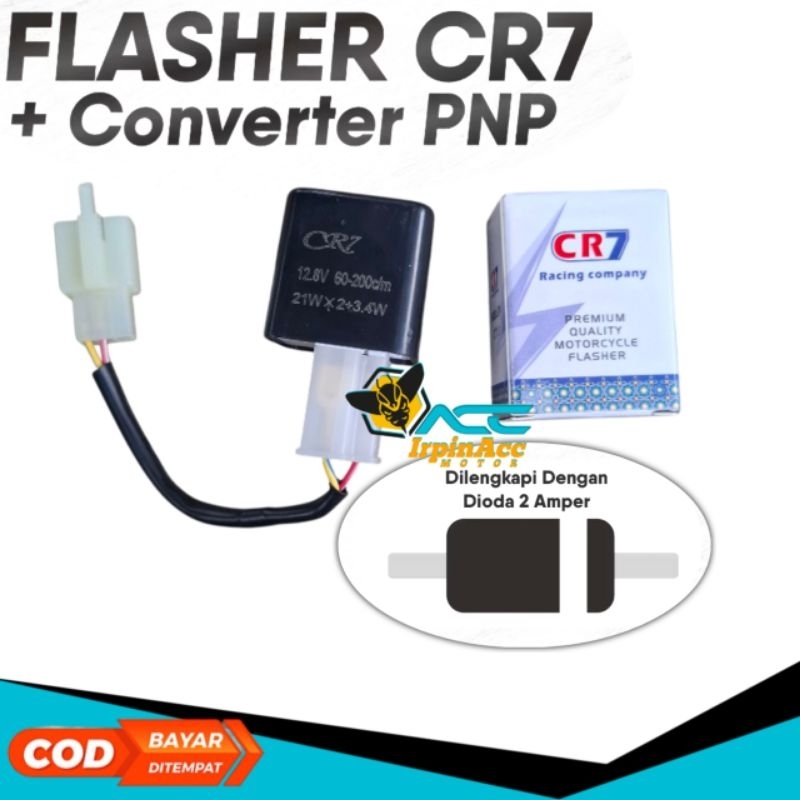Flasher CR7 Plus Soket Konverter Dengan Dioda + Untuk Motor NMAX AEROX LEXI PCX VARIO LED NEW
