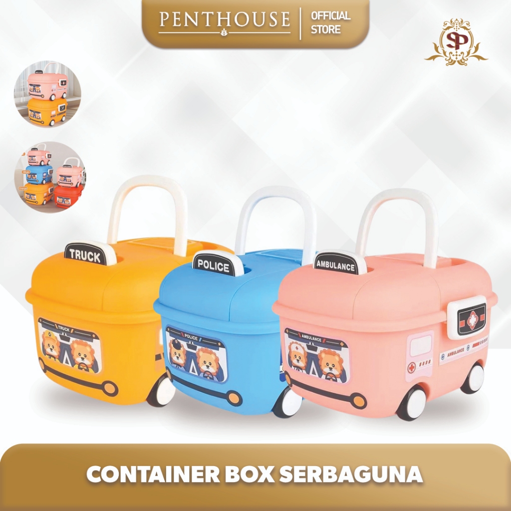 Container Box Plastik Kotak Penyimpanan Serbaguna Mainan Anak Karakter Mobil Storage Box - 5460 REY