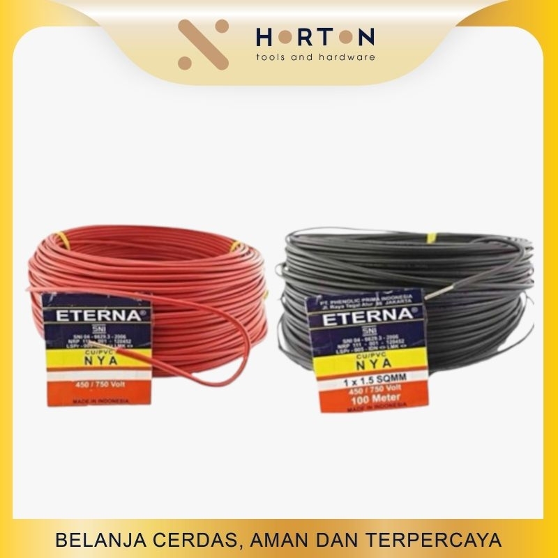 PER METER Kabel ETERNA NYA 1 X 2.5 Merah-Hitam Meteran / Kabel ETERNA NYA 1X2.5