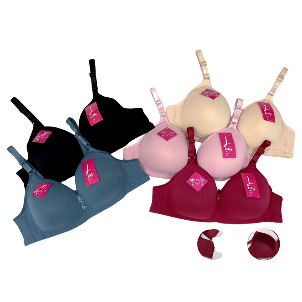 Lidily - BH Jumbo Bra Busa 5 Kaitan Tanpa Kawat | Cup Besar Underwear Big Size | Big Cup Besar BIG S