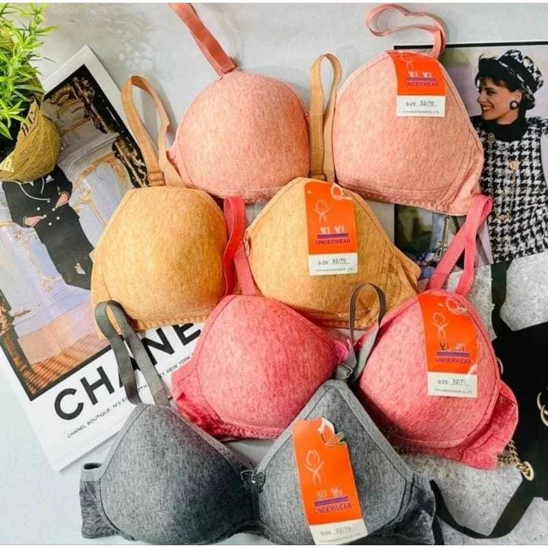 FANGXHITING - [ isi 3pcs dan 6pcs random ] Bra Wanita Remaja YIYI Busa Tipis Tanpa Kawat BH Cup A /K